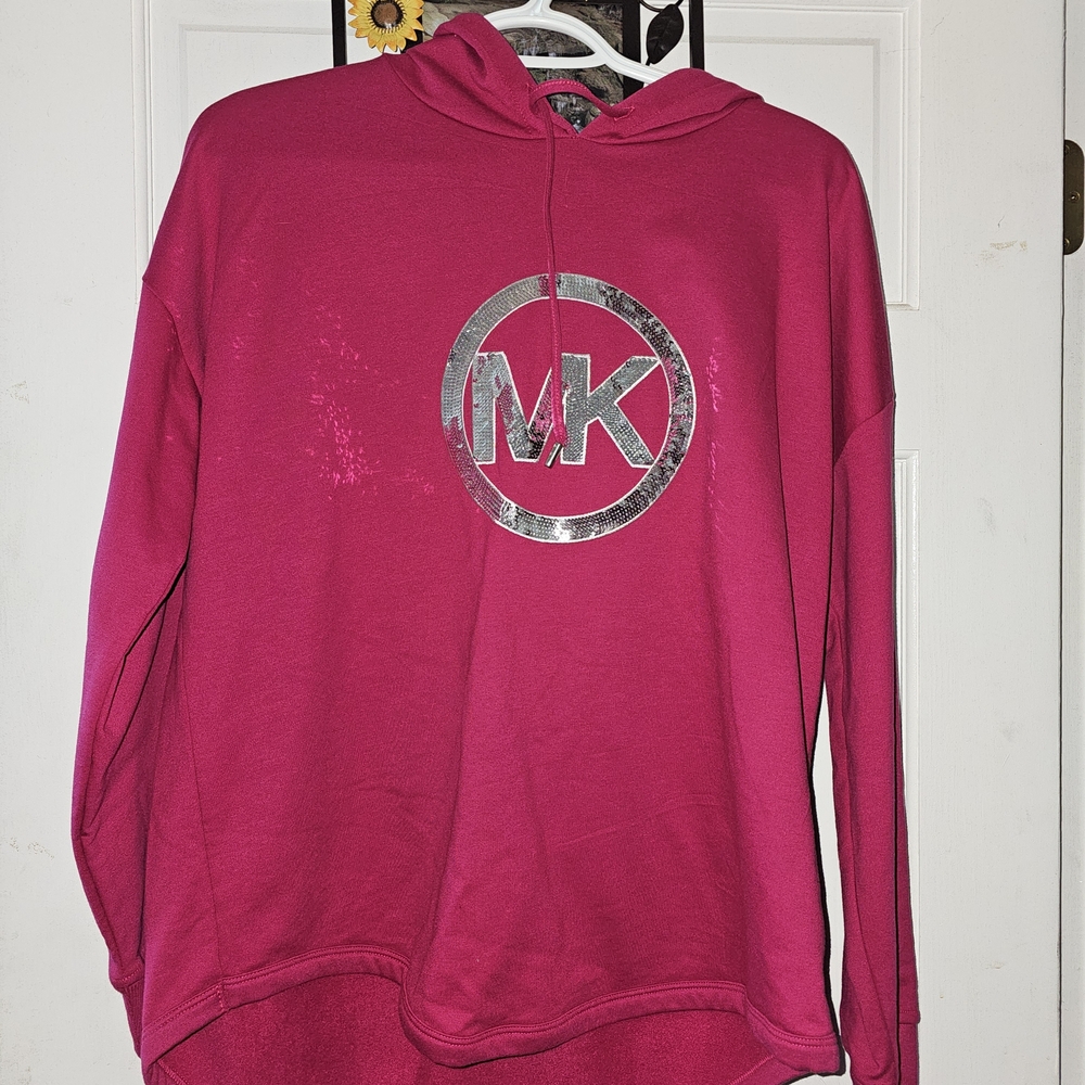 Michael Kors Fuchsia Hoodie with Metallic Logo